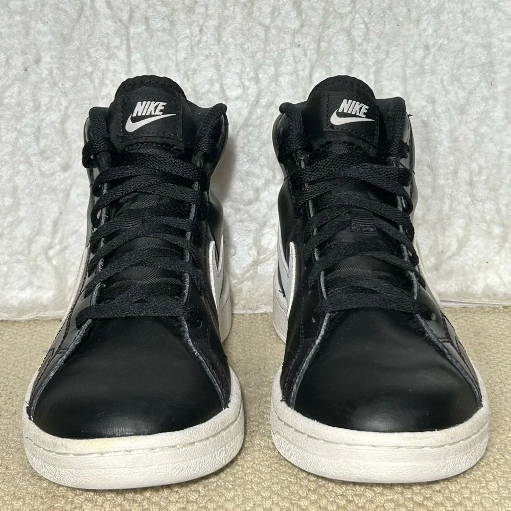 Nike Mens Court Royale 2 Mid Top Black Leather Athletic Sneakers Shoes SZ 7.5
